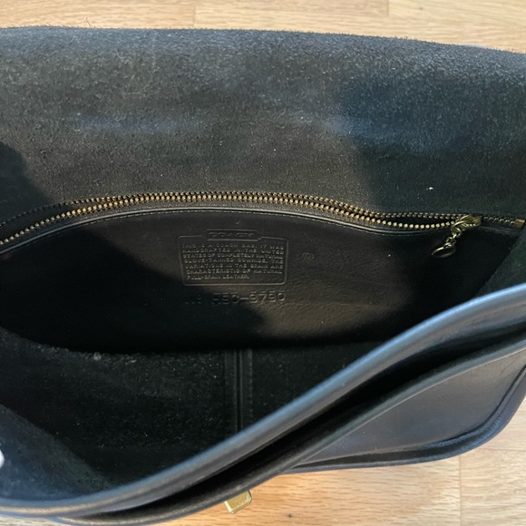 90s RARE COACH Vintage City Bag Black Leather Crossbody Shoulder Purse Bag 9790 - Picture 3 of 9